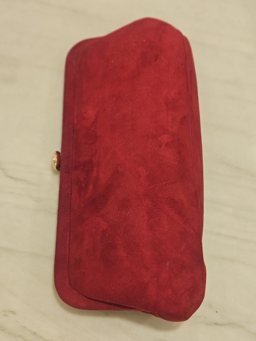 Elegant Mid-Century Deep Rose Pink Velvet Evening Clutch Purse